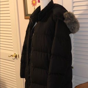 LL Bean Black Full Length Goose Down Coat